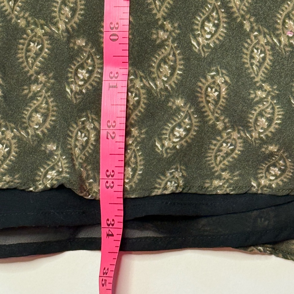 Field Manor Woman 3X Paisley Silk Skirt Olive Green Lined - Picture 7 of 11